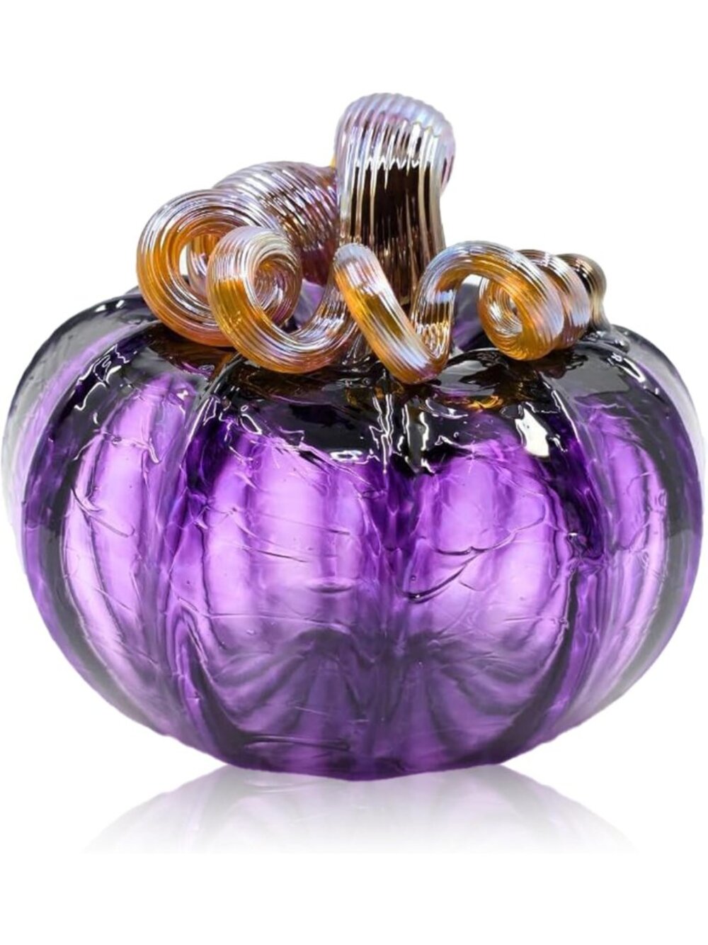 Handmade Glass Pumpkins - Unique Tabletop Fall Decor for Home (Plum Color)